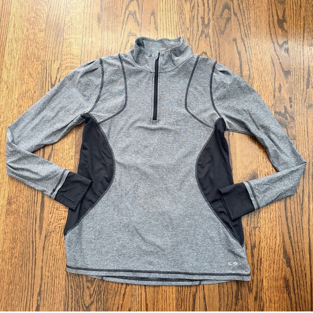 Champion Athletic Wear Athleisure Quarter Zip Mesh Gray and Black Pullover- L